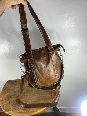 Vintage Y2K Rudsak made in Canada distressed leather satchel shoulder unisex bag